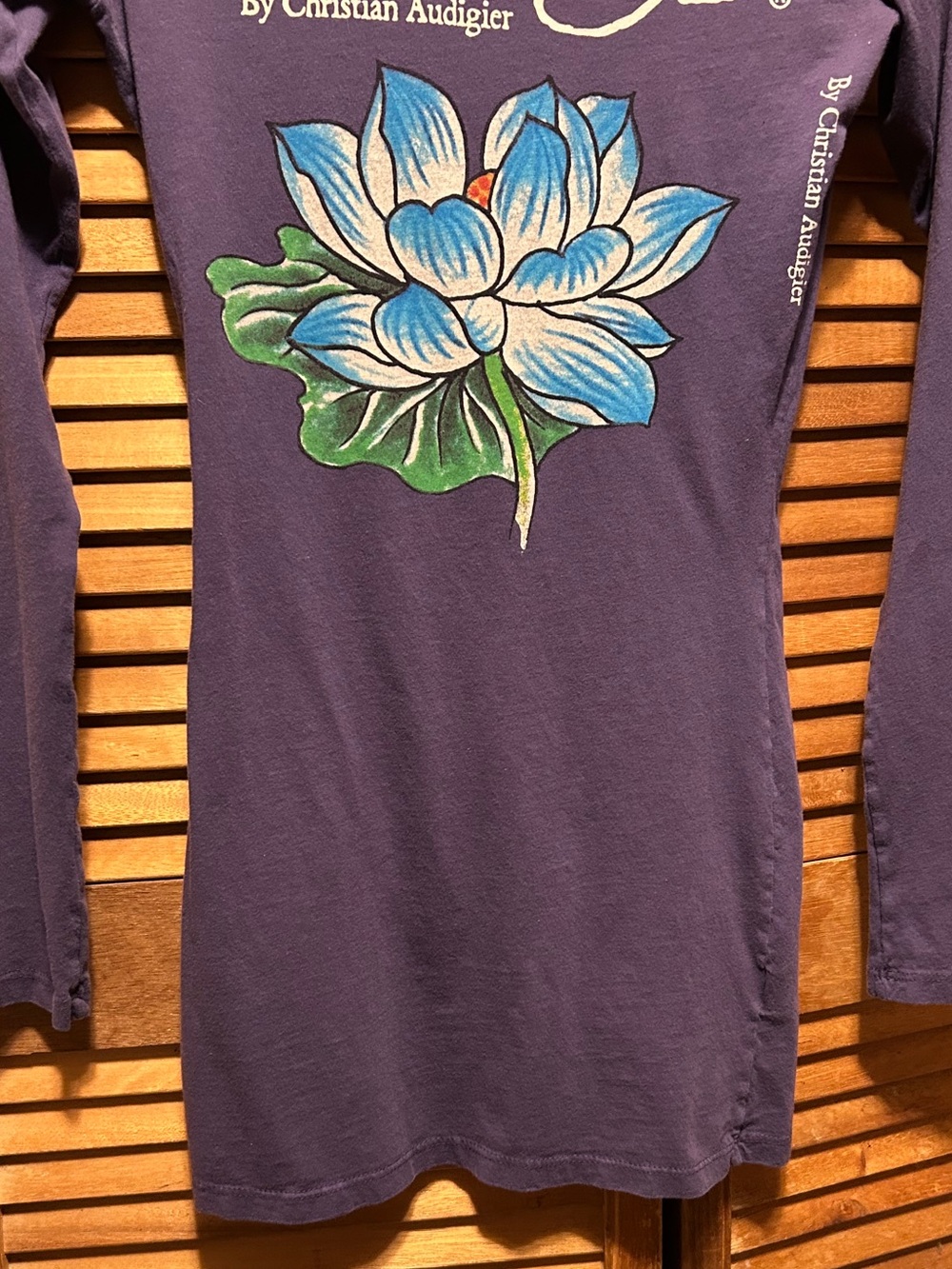 Ed Hardy Purple Long Sleeve Tunic Dress with Blue & Green Lotus Graphic - Picture 10 of 16